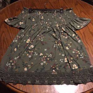 Olive Green Dress with Flowered Print on it!!